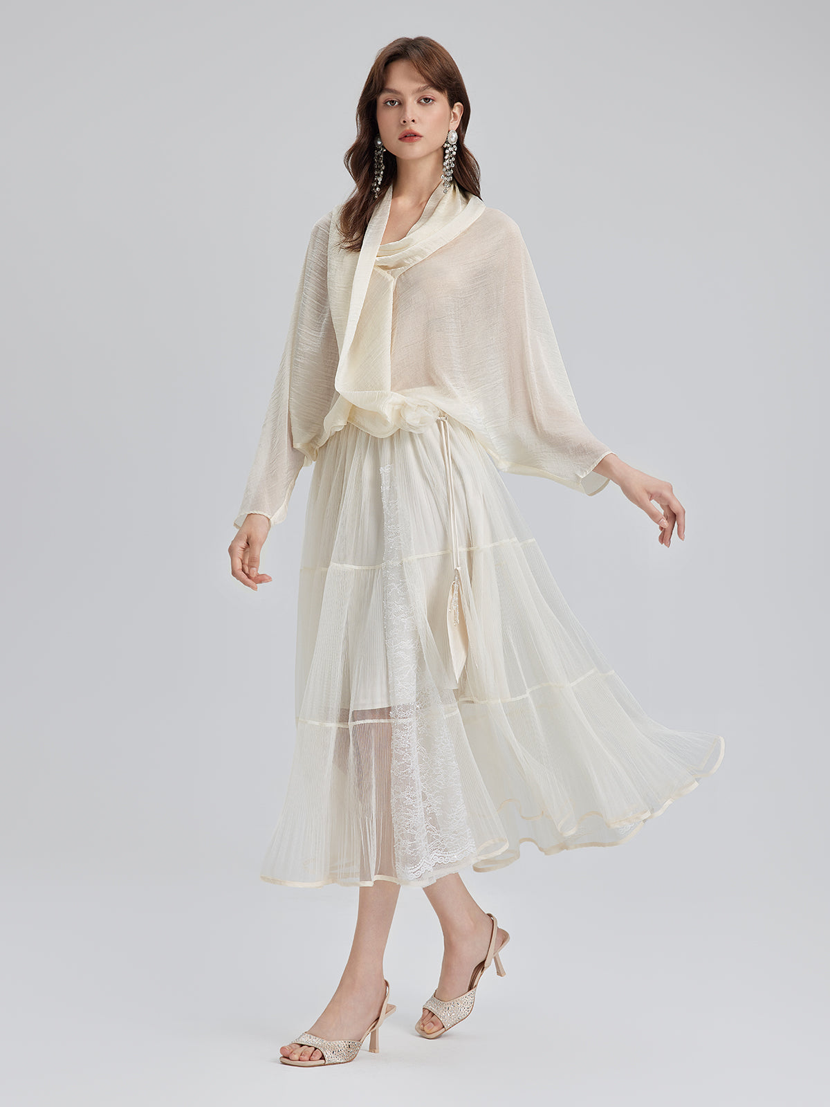 Final Sale | Asymmetric Cowl Neck Acetate Top