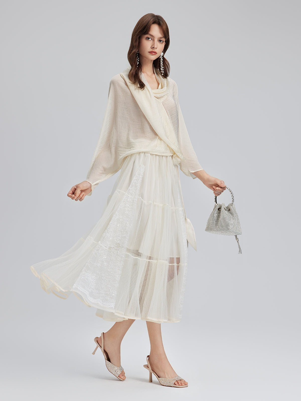 Final Sale | Asymmetric Cowl Neck Acetate Top