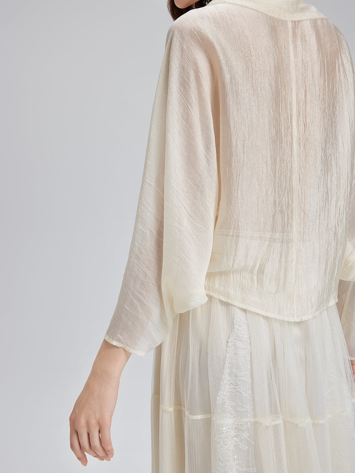 Final Sale | Asymmetric Cowl Neck Acetate Top