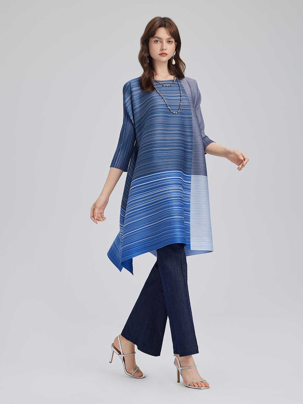 Colorblock Pleated Geometric Dress