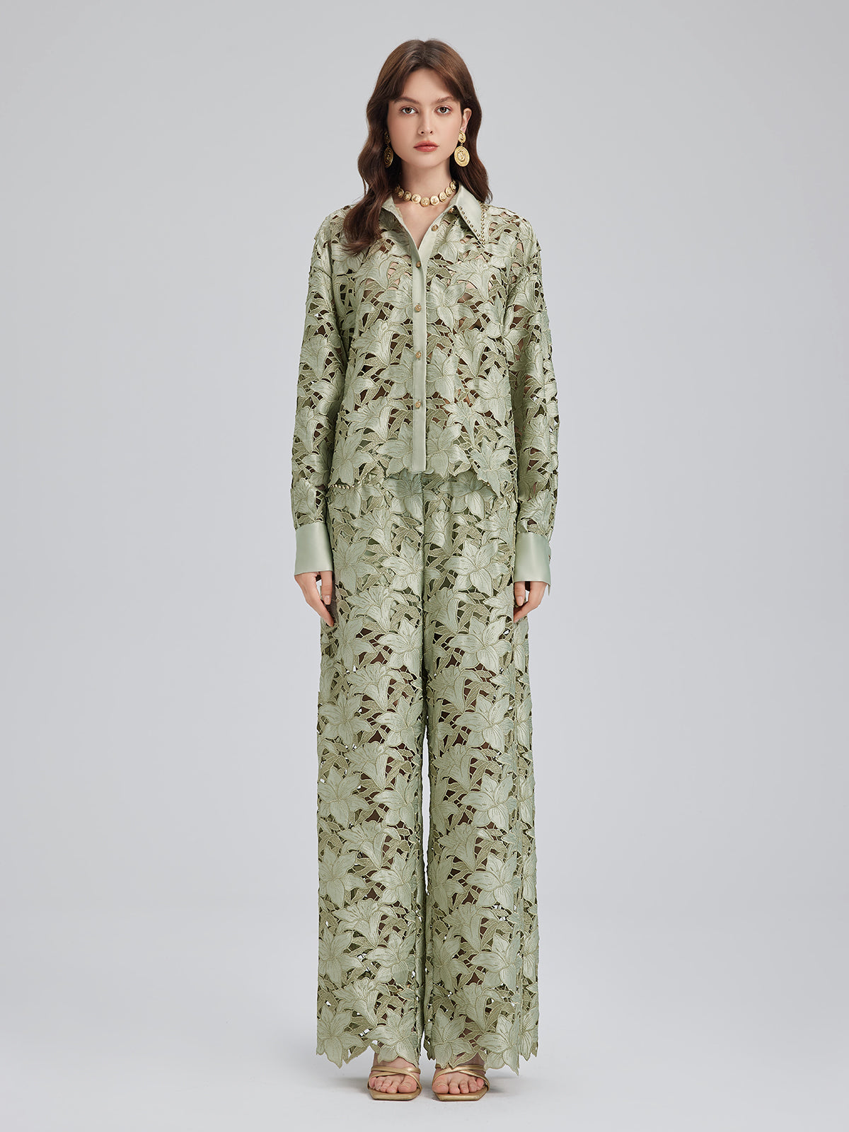 Studded Floral Cutwork Embroidery Set