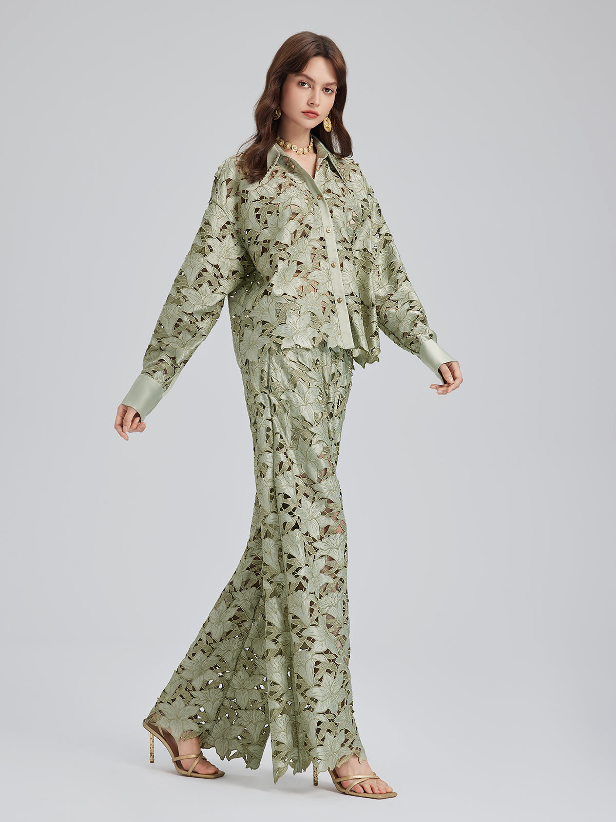 Studded Floral Cutwork Embroidery Set
