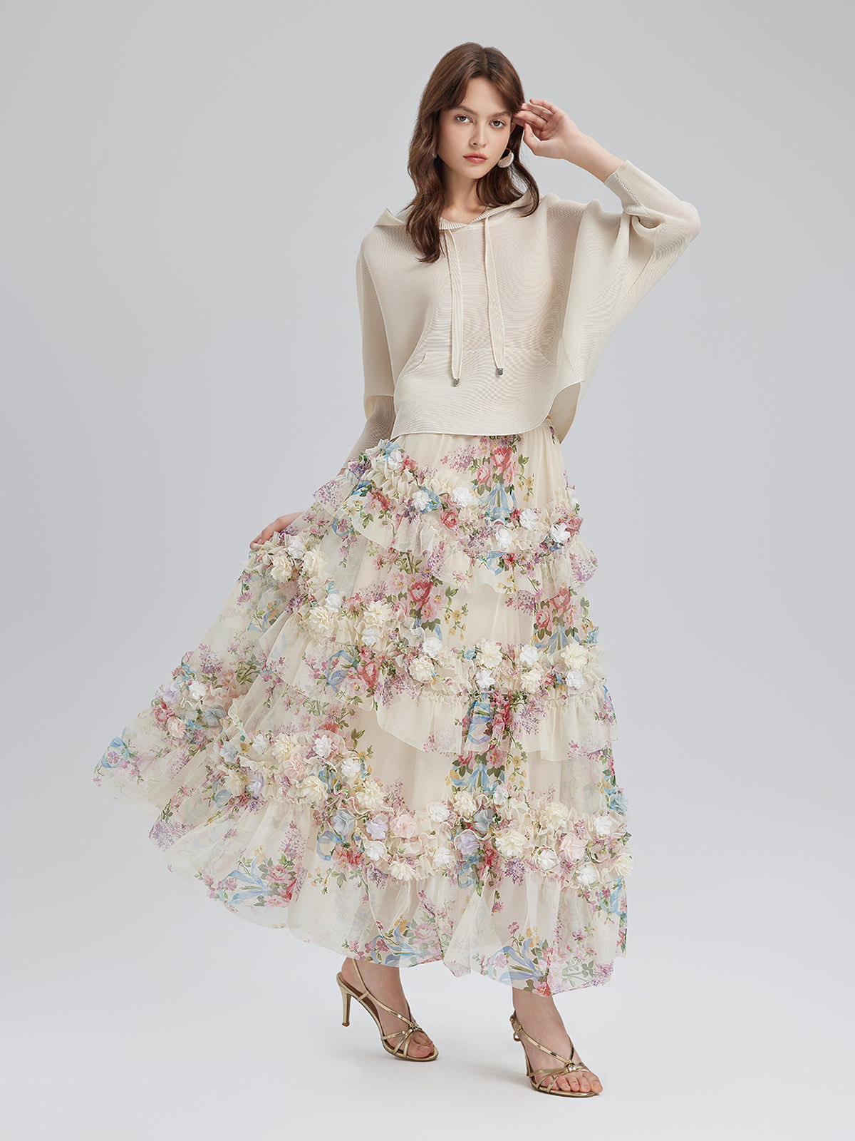 Final Sale | Handcrafted Floral French-Inspired Tulle Skirt