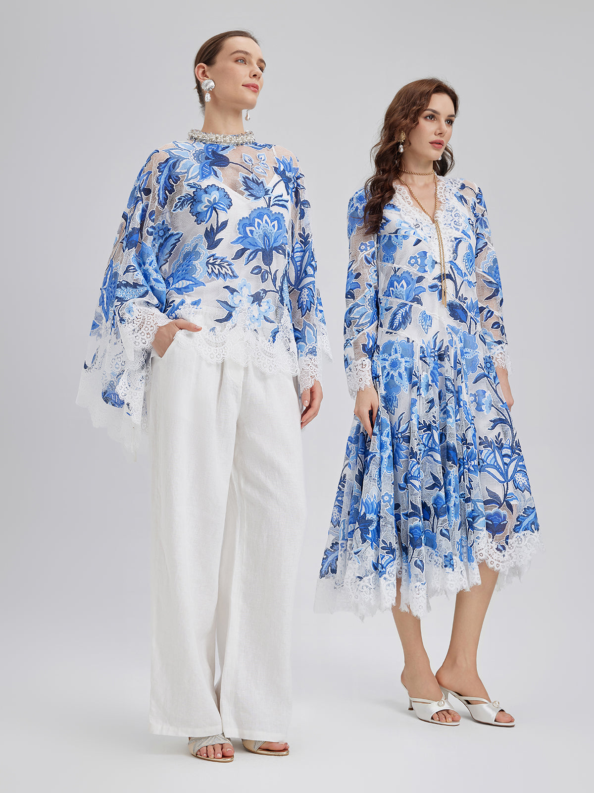 Lace Jacquard Cape Top