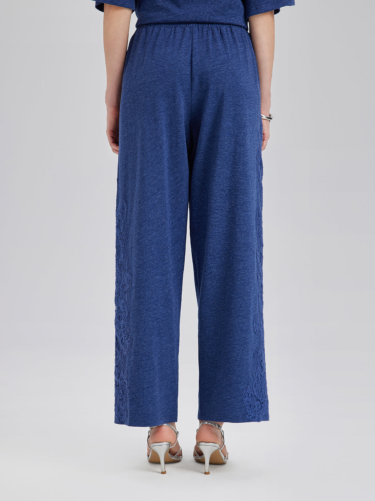 Final Sale | Hand-Lace Appliqué Knit Pants