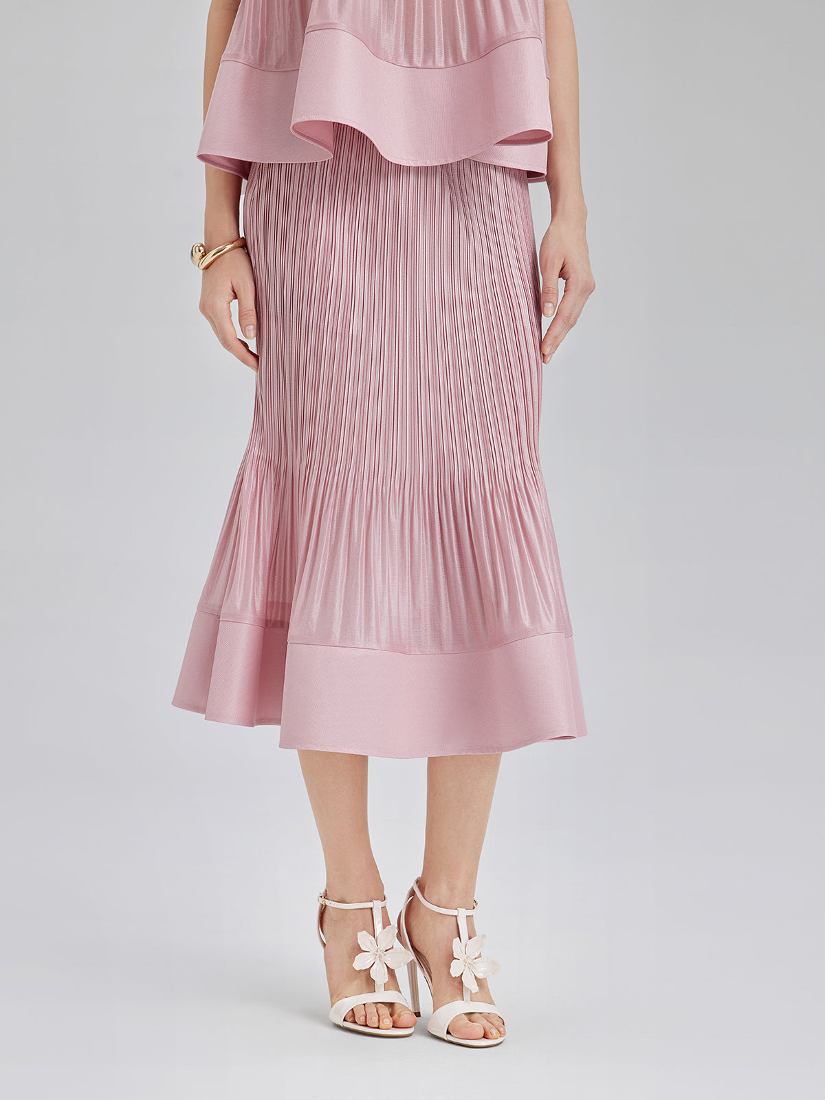 Pleated Sleeveless Embellished Set