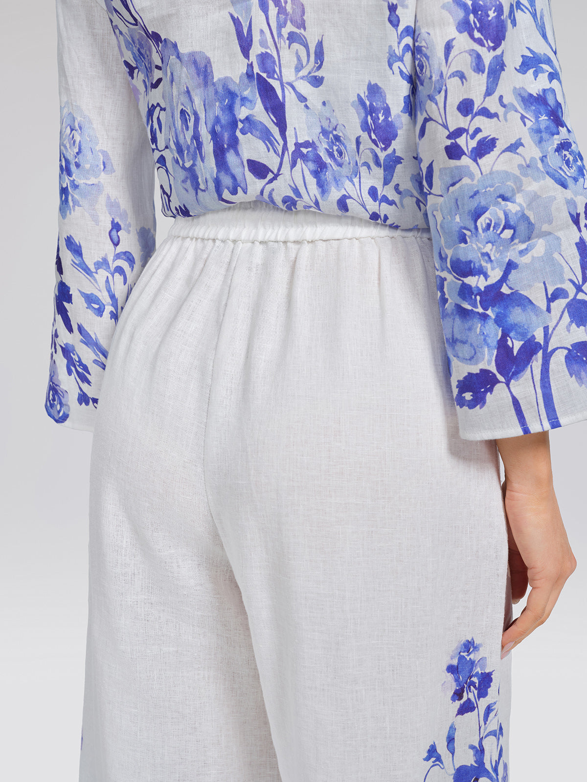100% Linen Drawstring Wide-Leg Pants