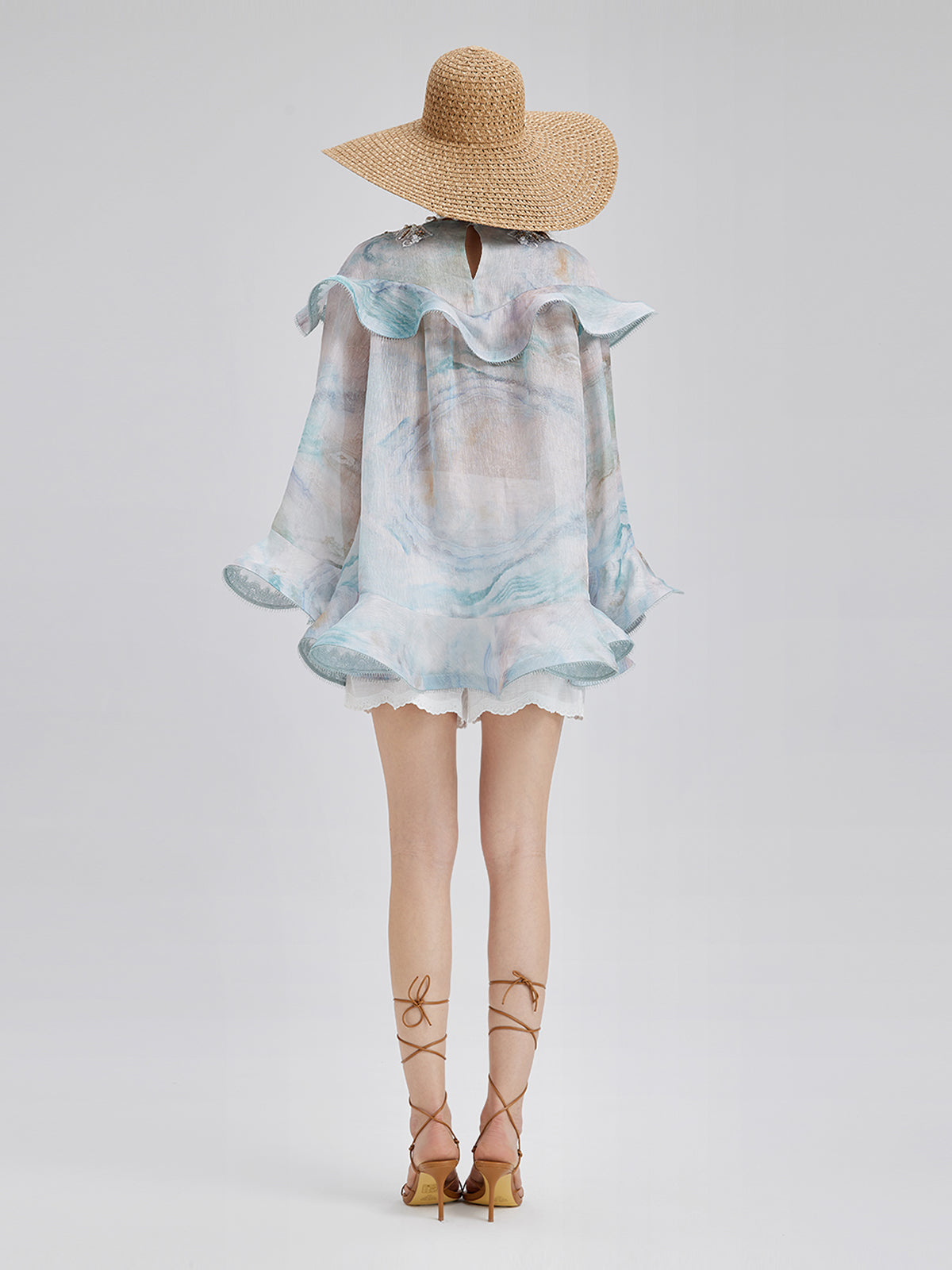 Ruffled Ombre Bell Sleeve Top