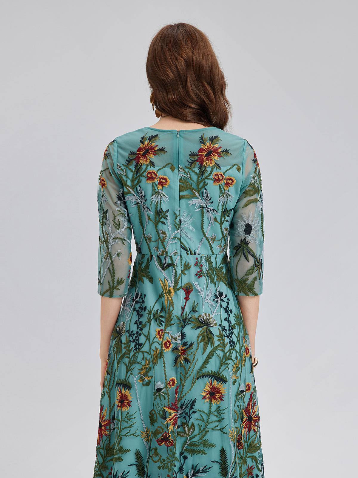 Hand-Beaded Floral Embroidered Dress