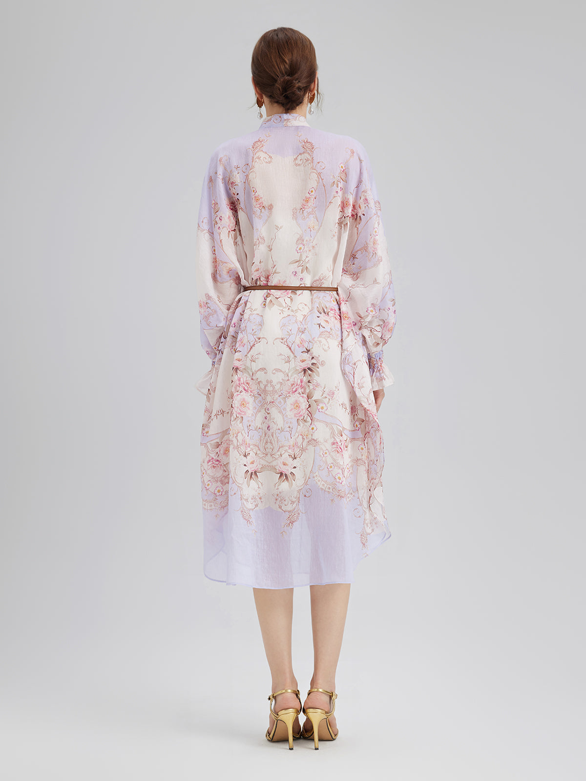 Tencel-Linen Printed Bow Dress