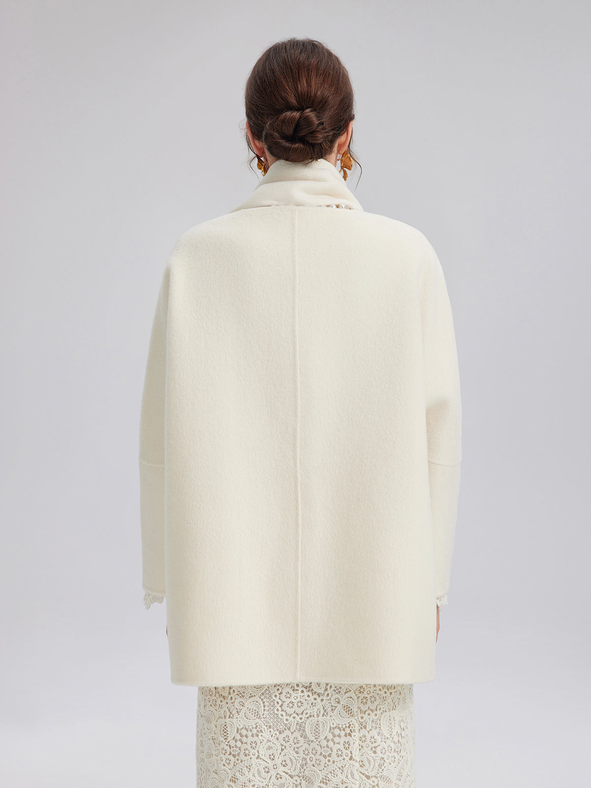 Double-Faced Wool Coat (Fringe Scarf Included)