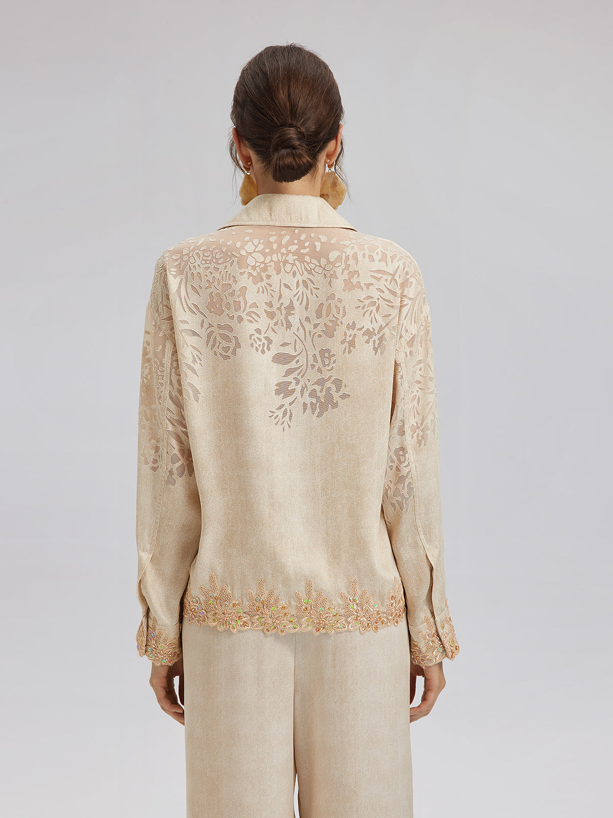 Custom Denim-Effect Gradient Lace Shirt