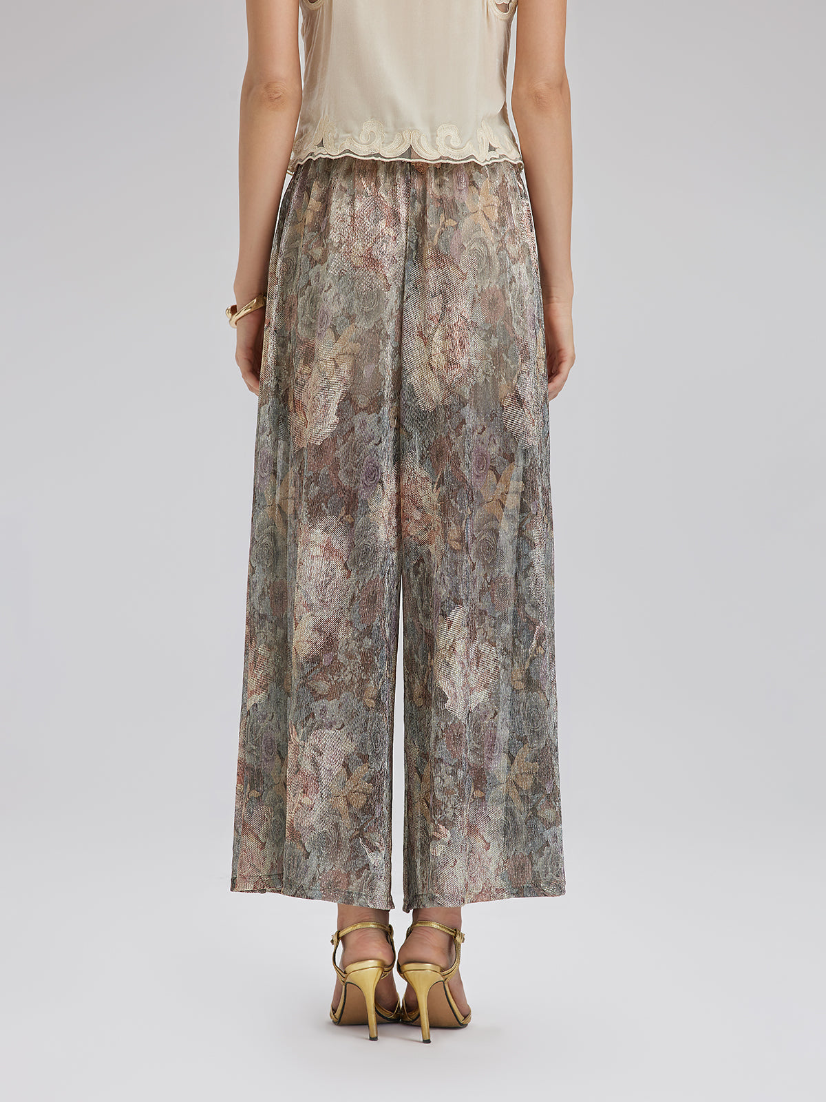 Final Sale | Foil-Printed Lurex Knit Drawstring Pants