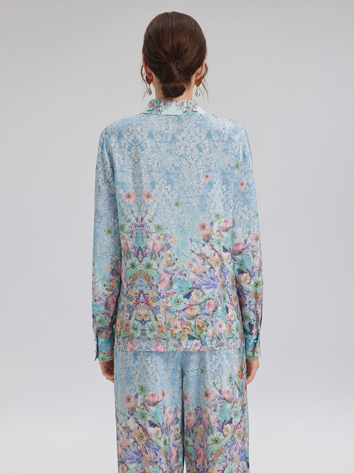 Silk Double Crepe Printed French Shirt