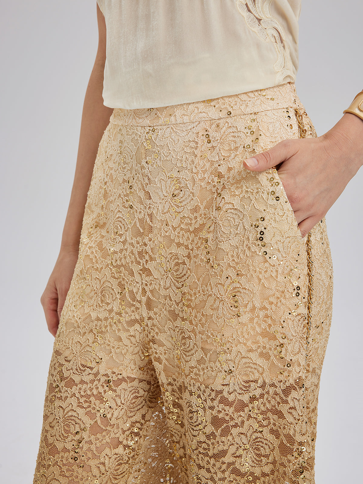 Lace Gold Gradient Sequin Handcrafted Chain Set