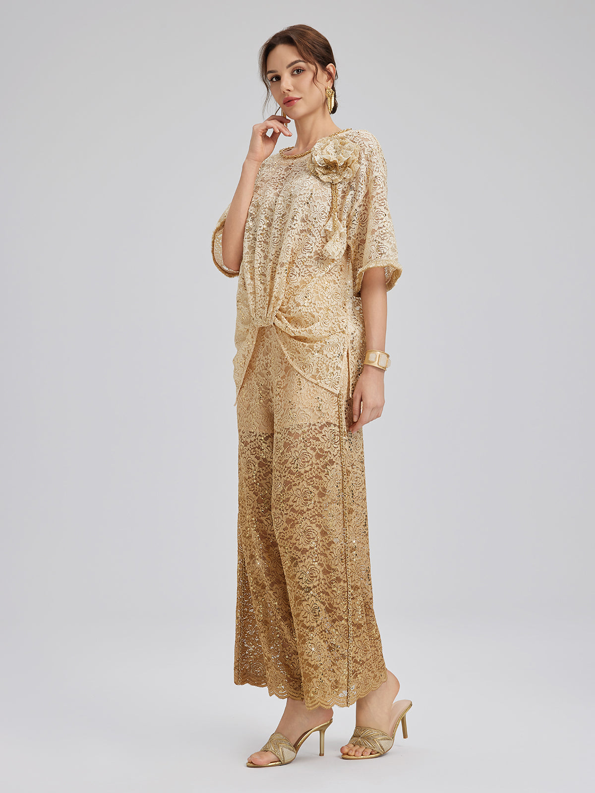 Lace Gold Gradient Sequin Handcrafted Chain Set