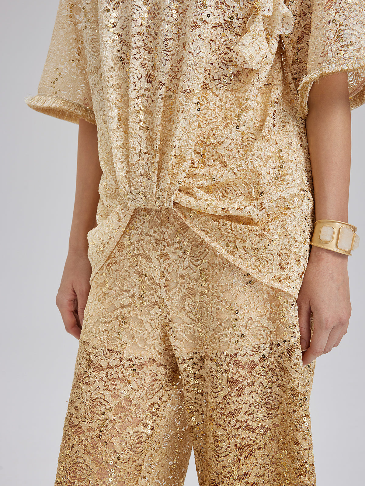 Lace Gold Gradient Sequin Handcrafted Chain Set