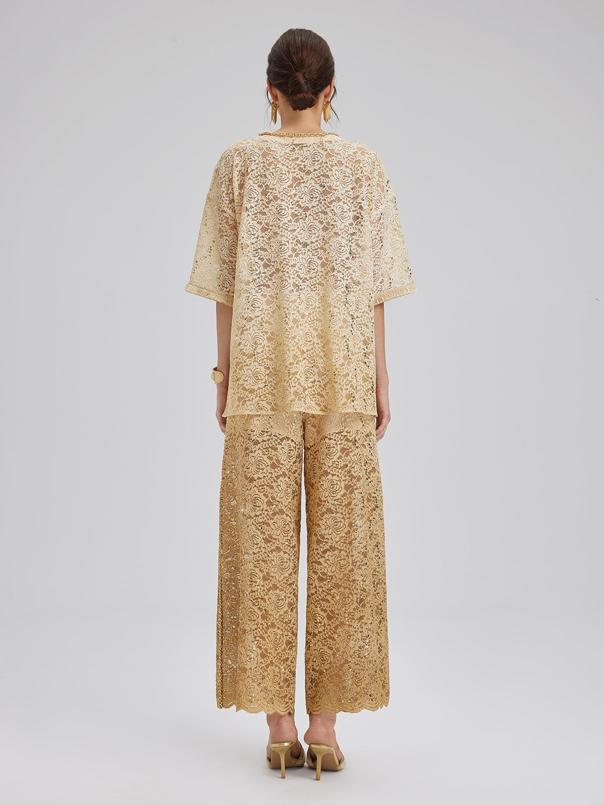 Lace Gold Gradient Sequin Handcrafted Chain Set