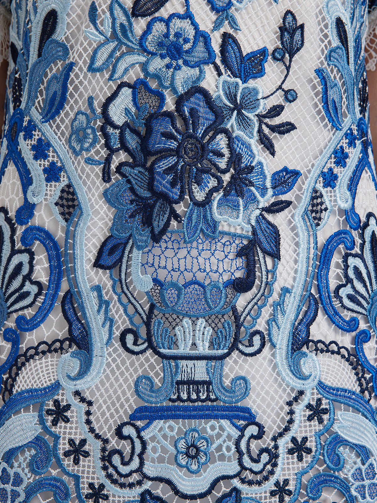 Guipure Lace Hand-Applied Crystals Mini Dress