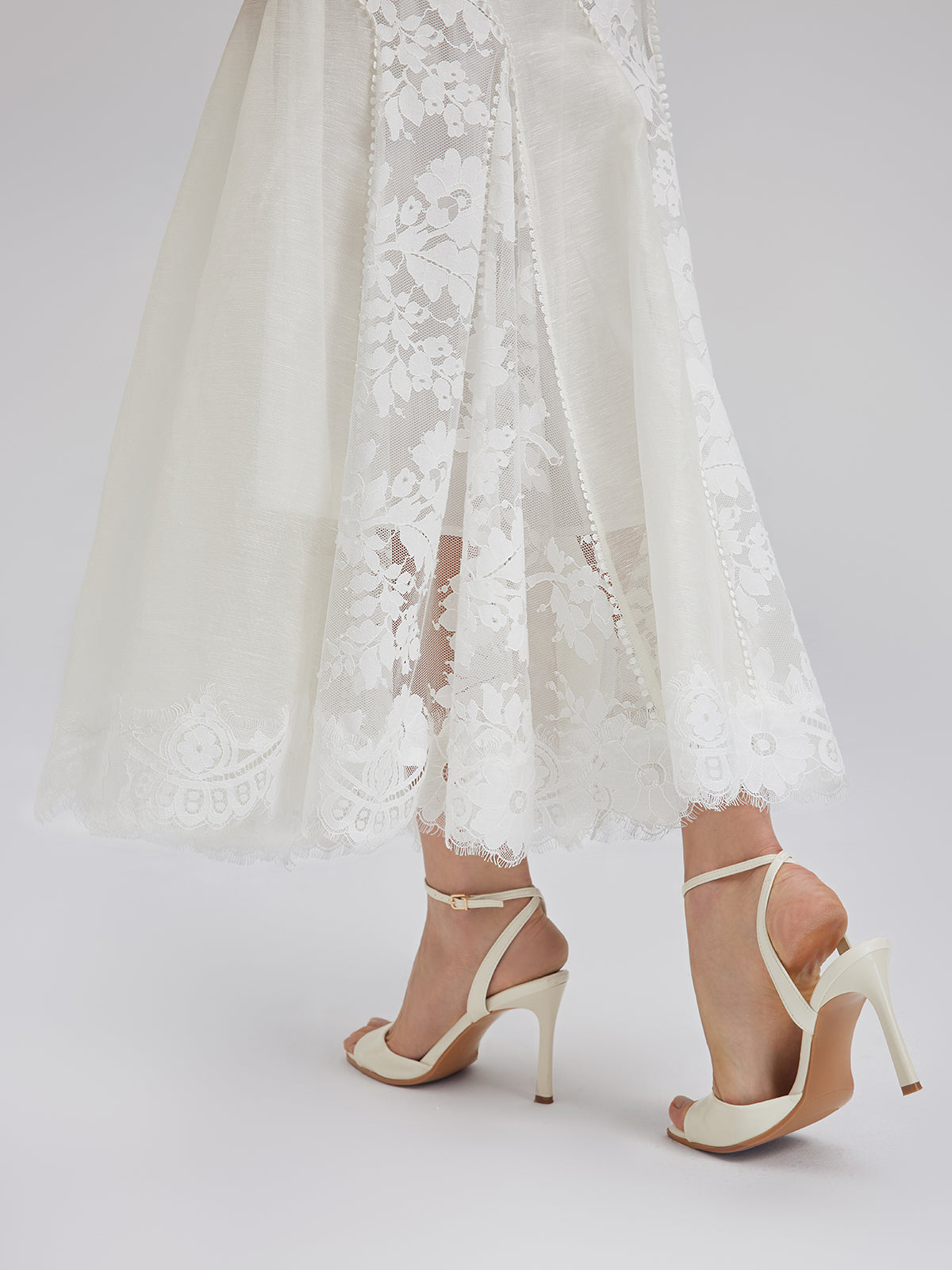 Final Sale | Lace-Panel Silk-Linen Mermaid Skirt