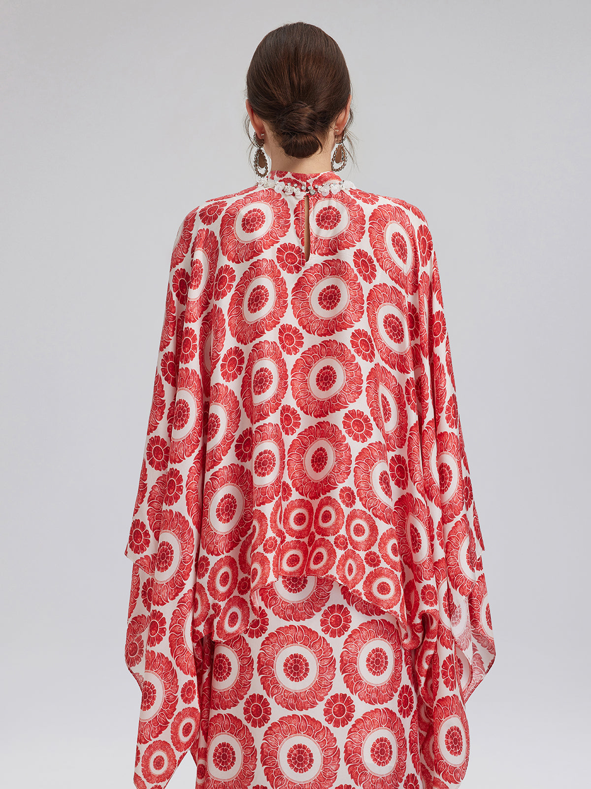 Silk Printed Vintage Cape Pullover