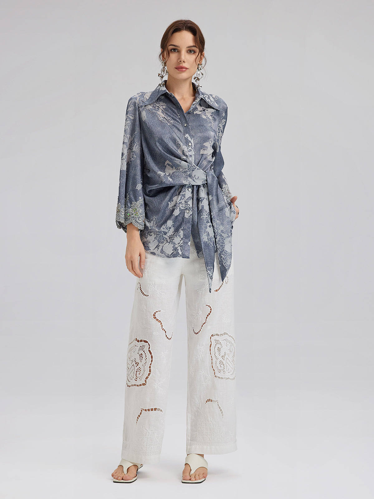 Final Sale | Burnout Floral Tie-Front Shirt