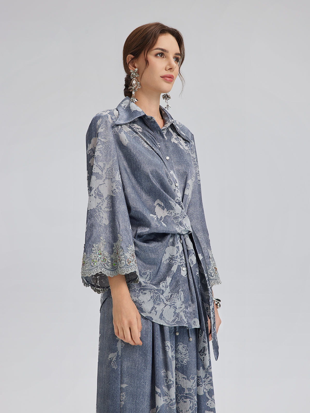 Final Sale | Burnout Floral Tie-Front Shirt