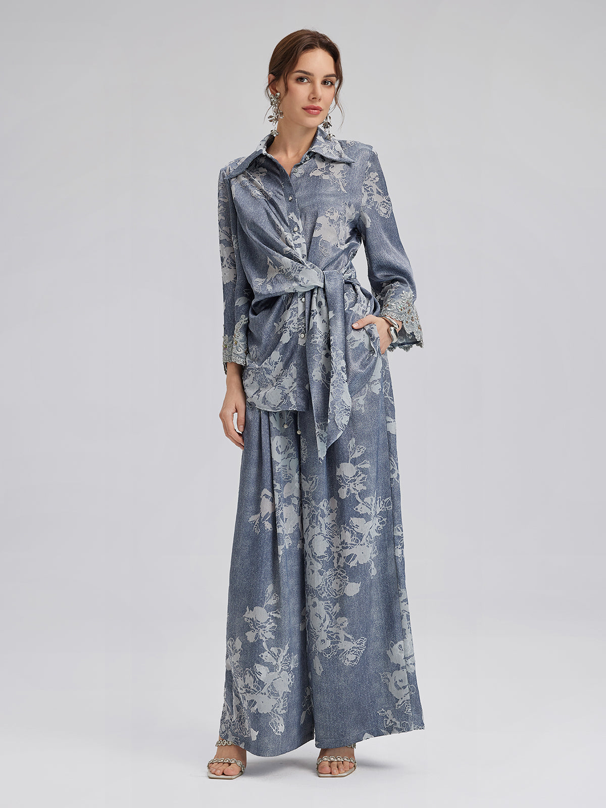 Final Sale | Burnout Floral Drawstring Pants