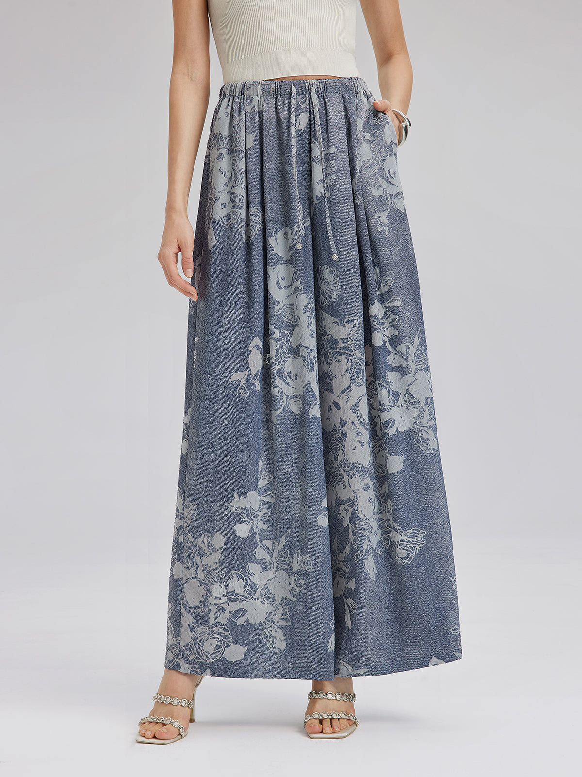 Final Sale | Burnout Floral Drawstring Pants