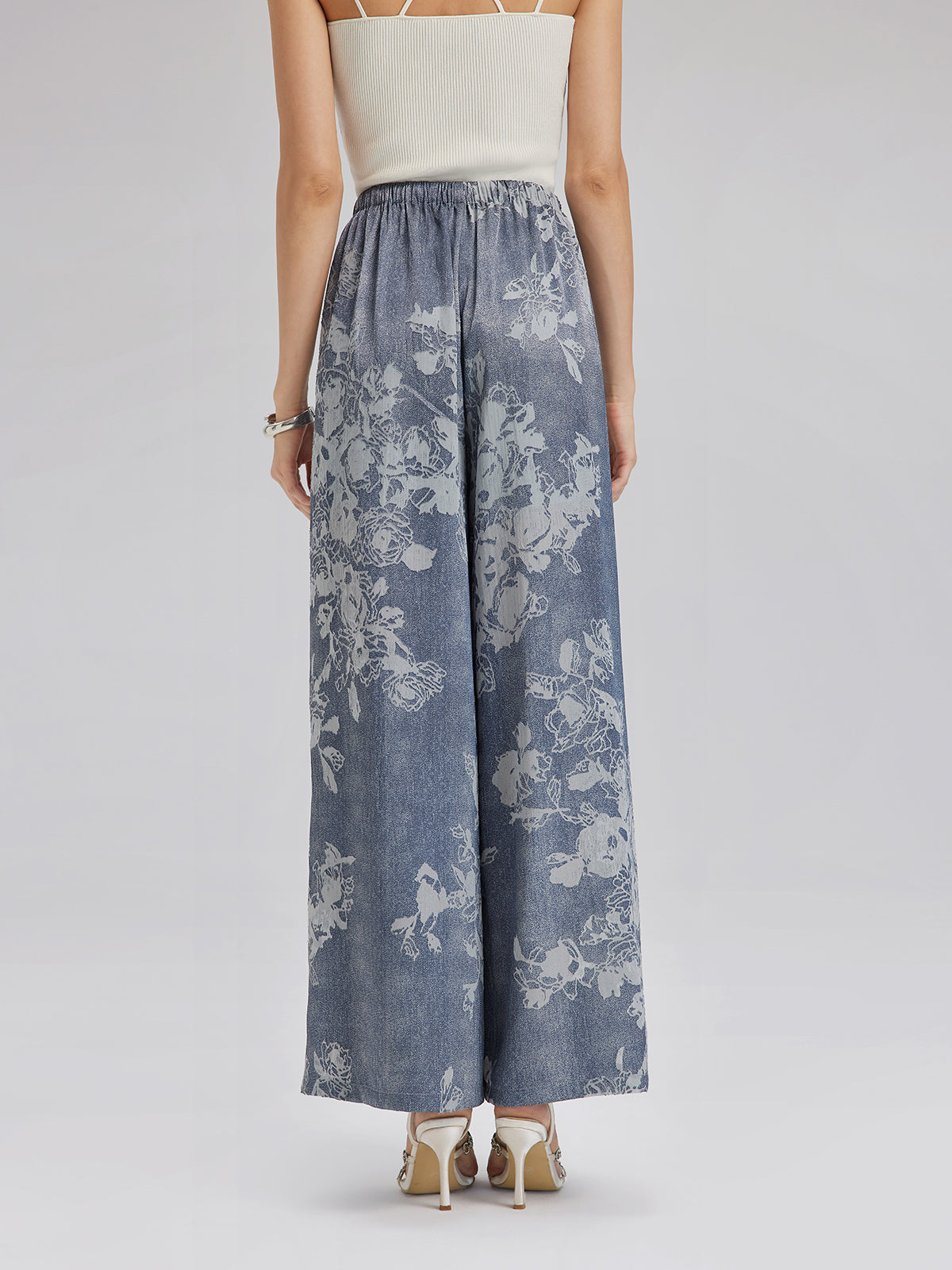 Burnout Floral Drawstring Pants