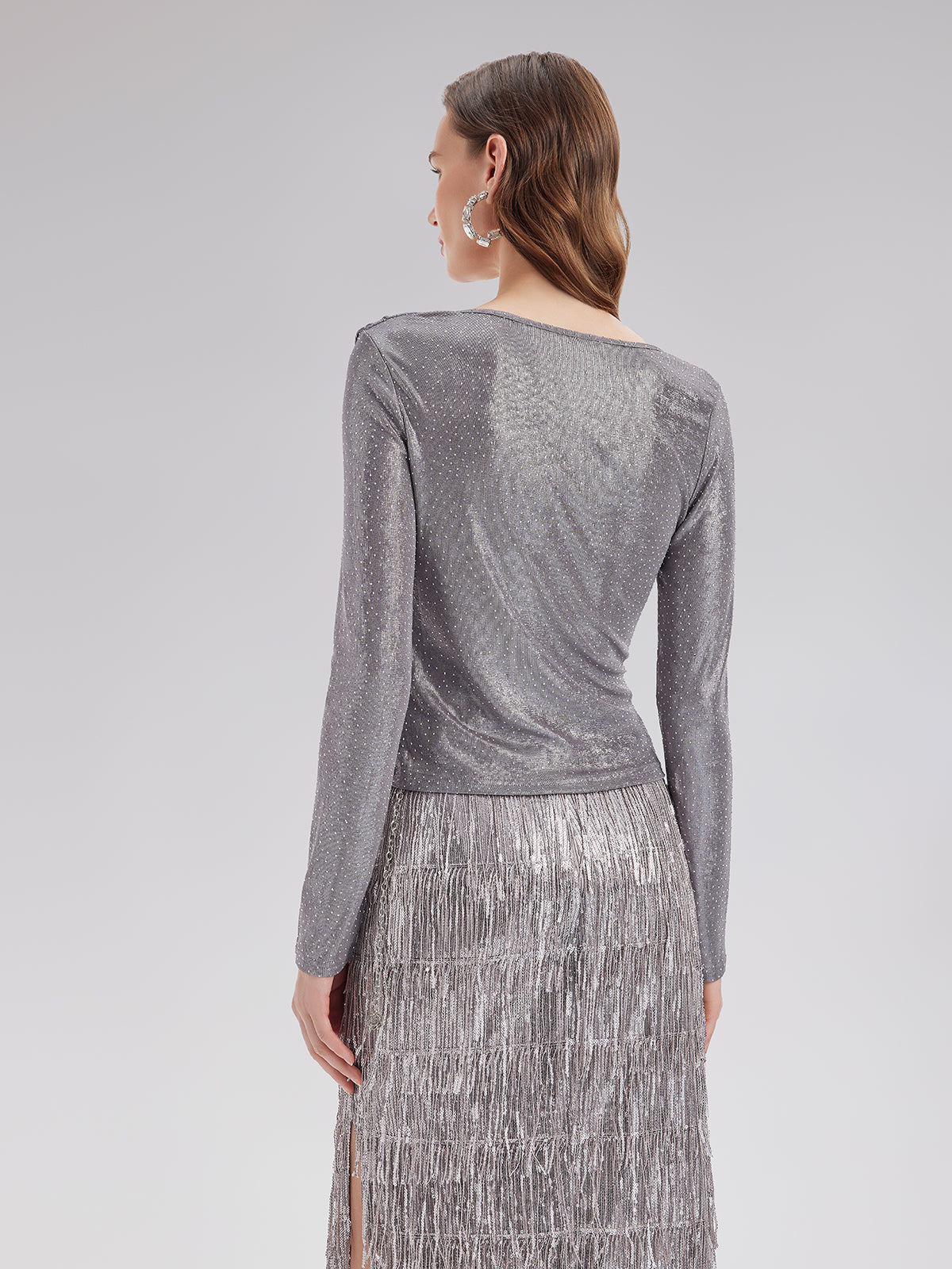 Galactic Shimmer Pleated Wrap Top