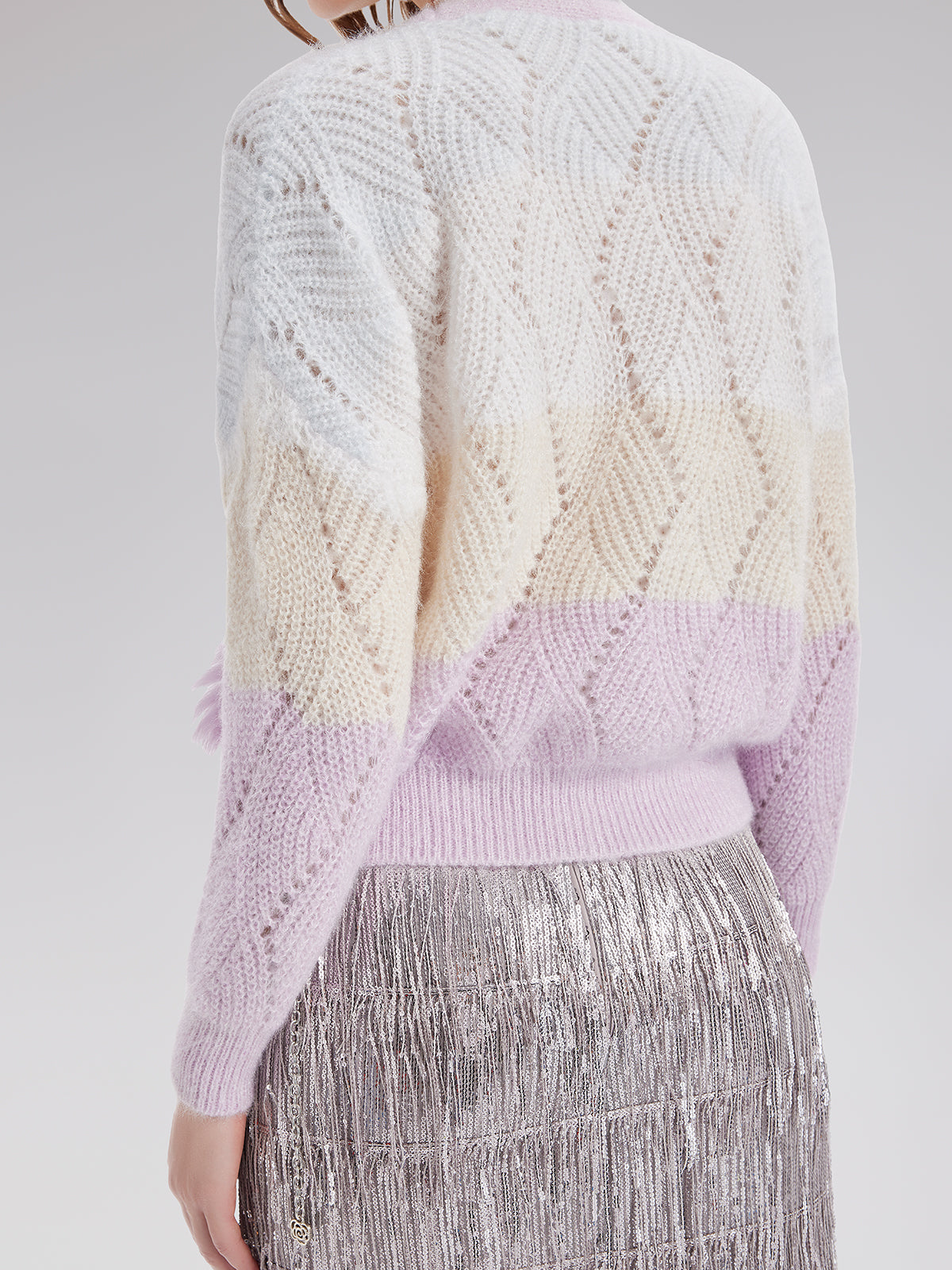 Fox Fur Gradient Knit Cardigan