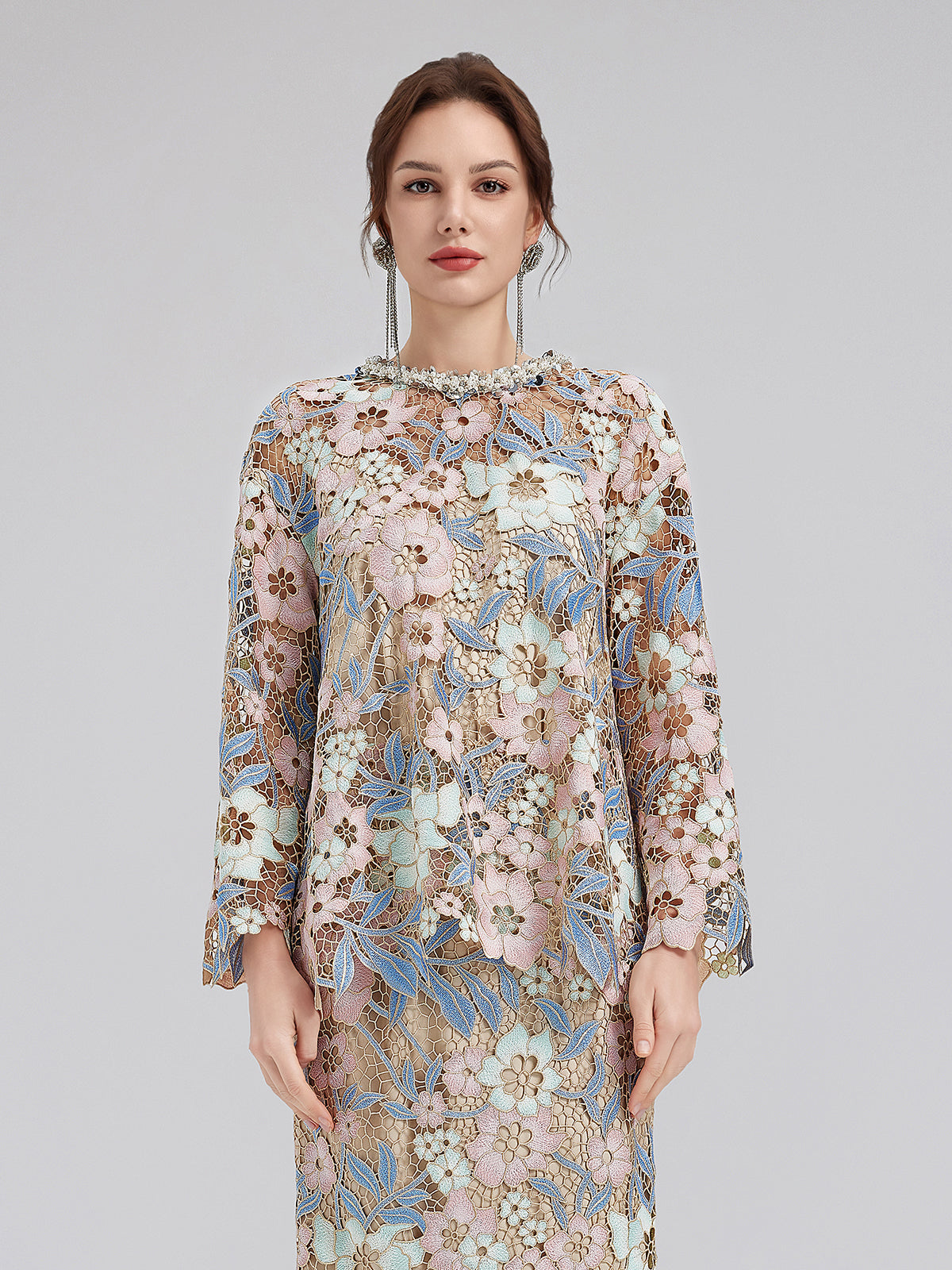 Custom Guipure Lace Floral Top