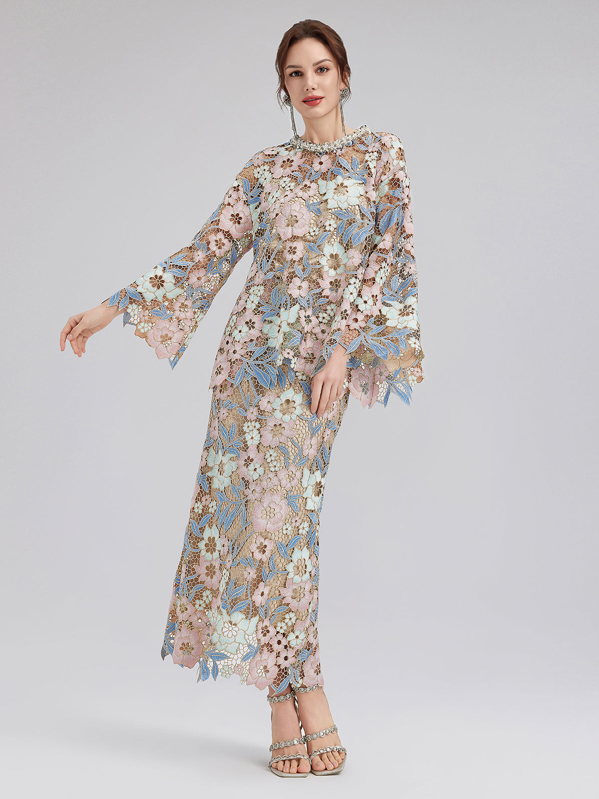 Custom Guipure Lace Floral Skirt