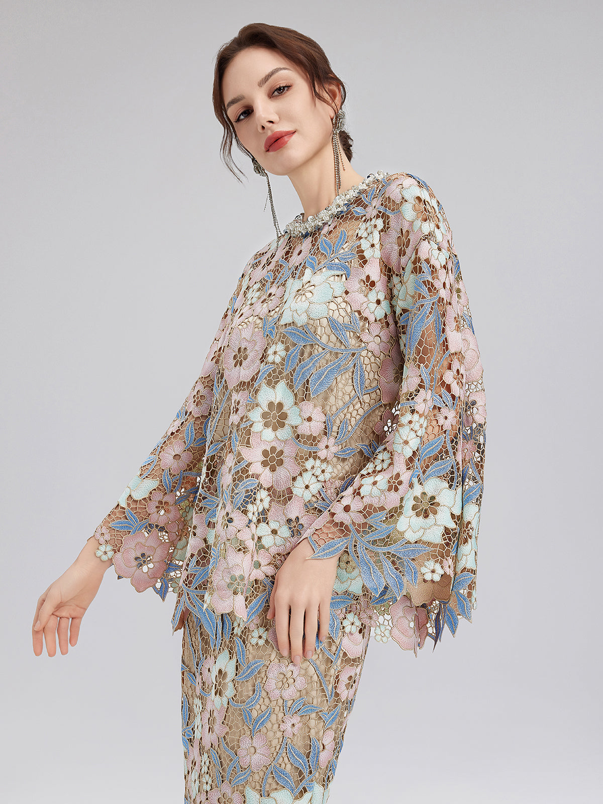 Elegant couture dress with detailed design