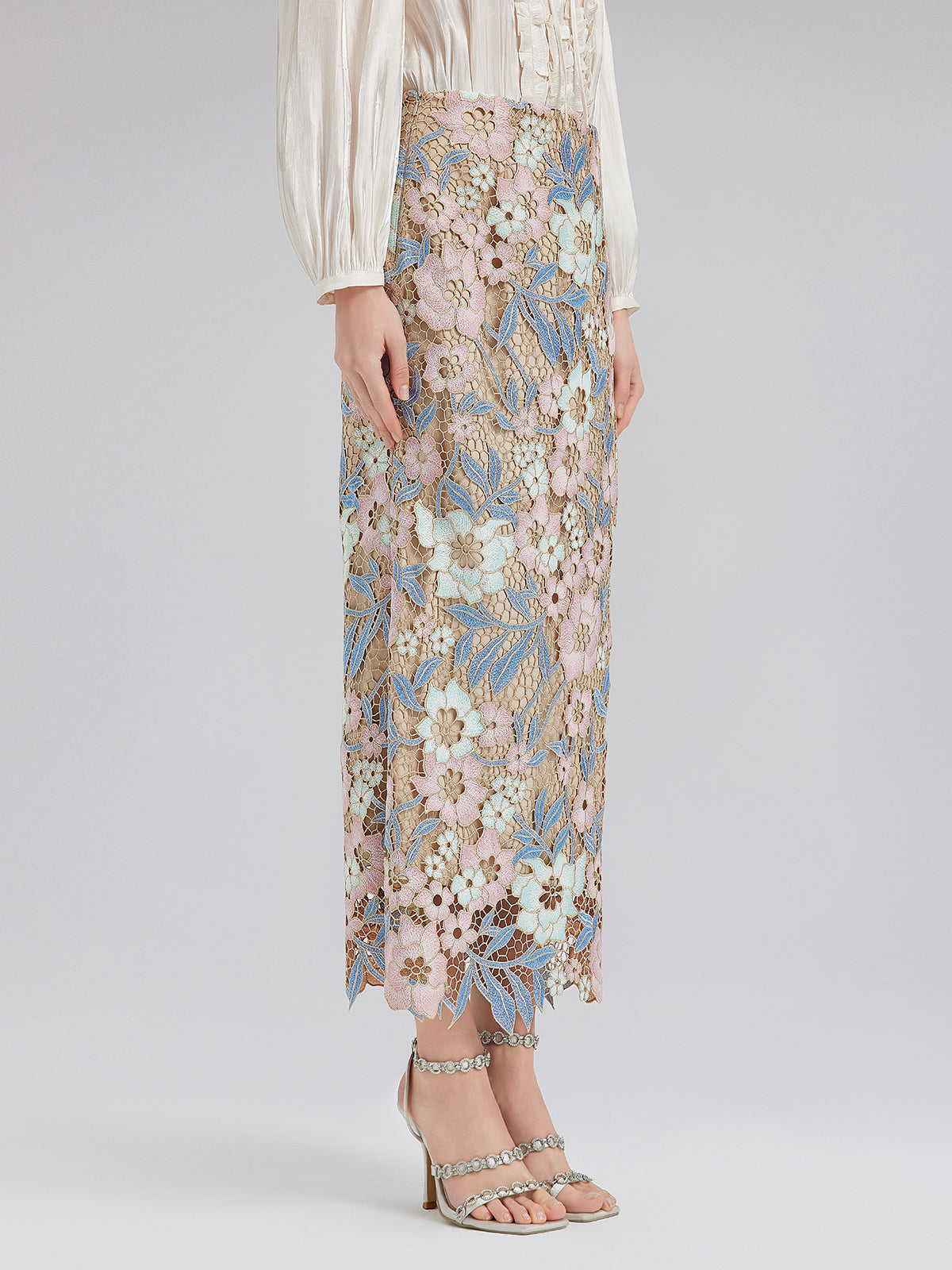 Custom Guipure Lace Floral Skirt