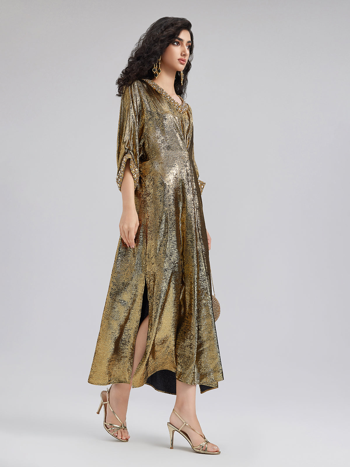 Stunning Gold V-neck Dress