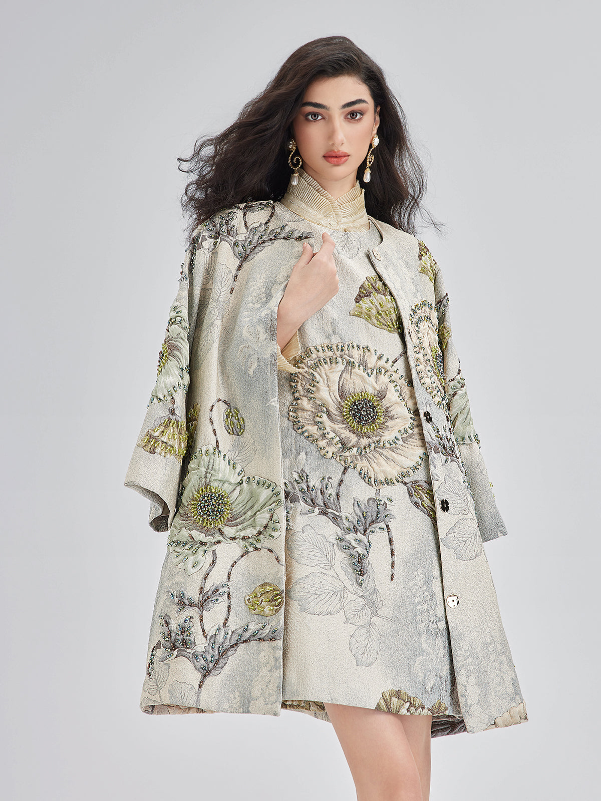 Handcrafted 3D Floral Beaded Jacket