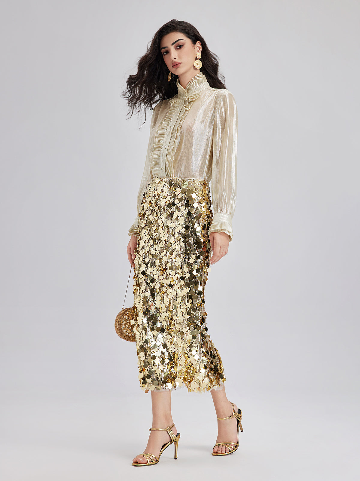 Gold Sequin Rock Skirt