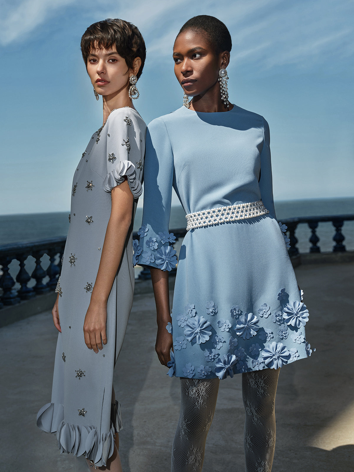 3D Floral Embellished Shift Dress