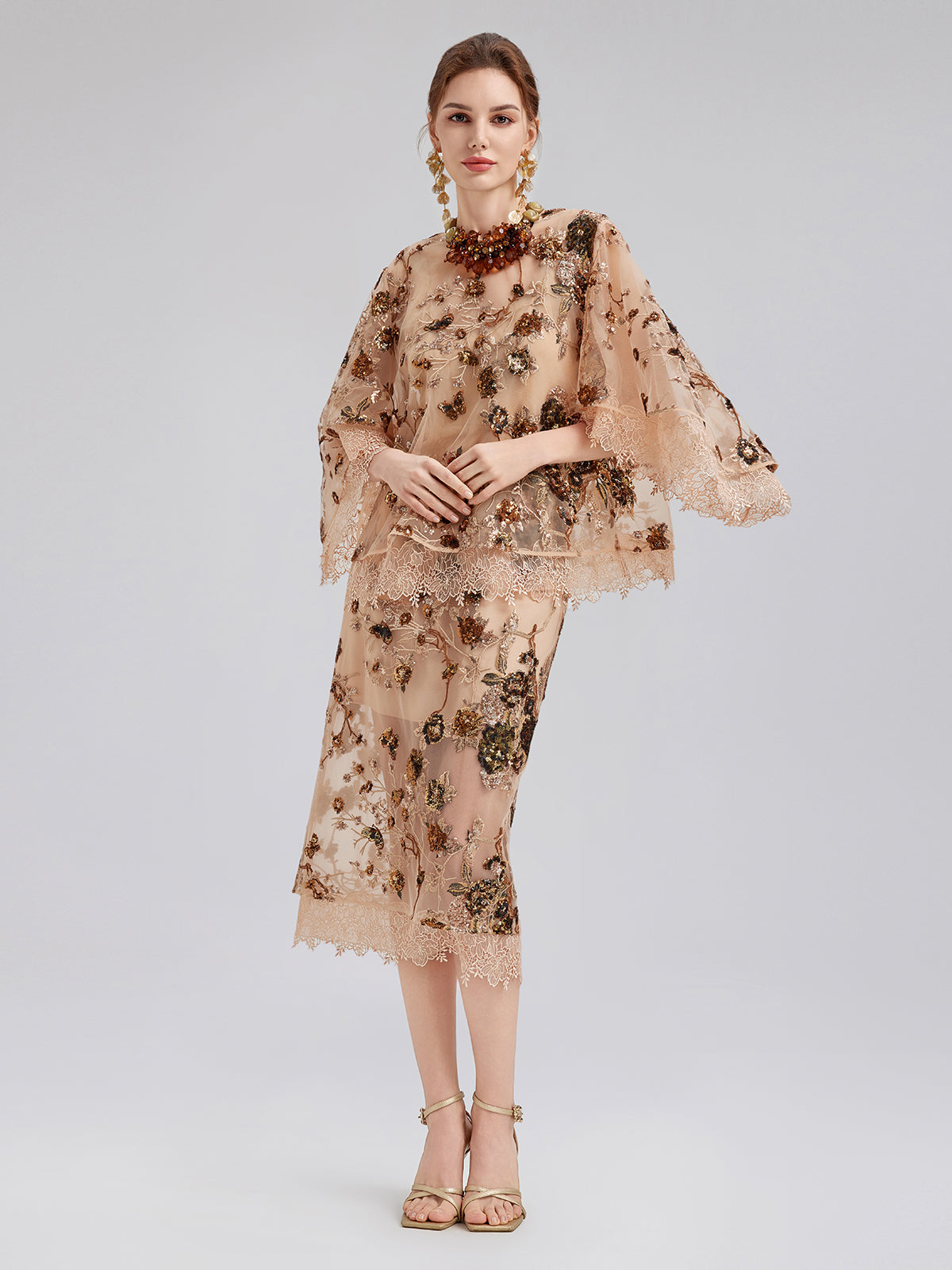 Final Sale | Luxurious Embroidered Sequin Long-Sleeve Top