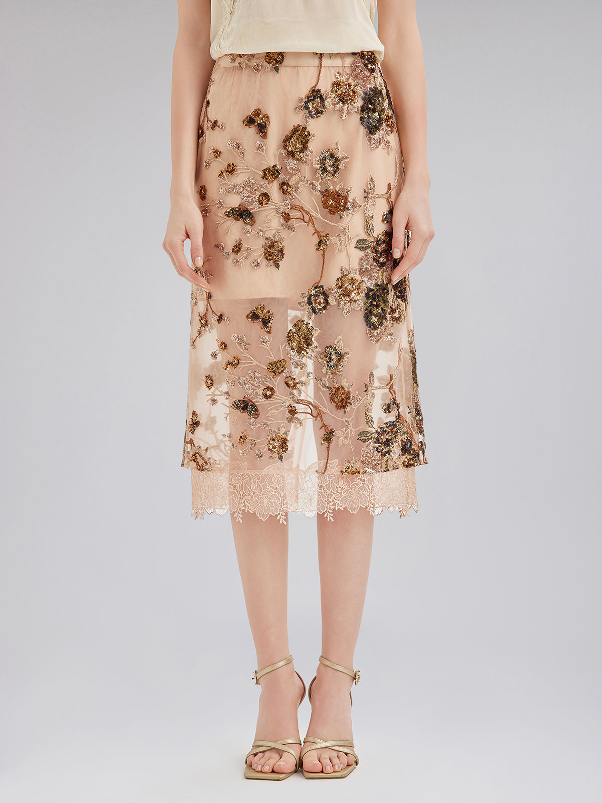 Final Sale | Luxurious Embroidered Sequin Skirt