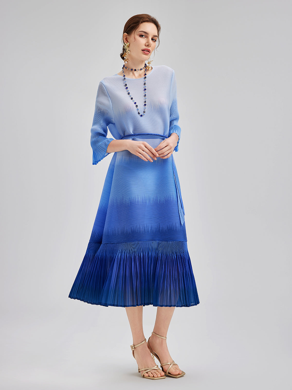 Final Sale | Elegant Ombre Pleated Panel Dress