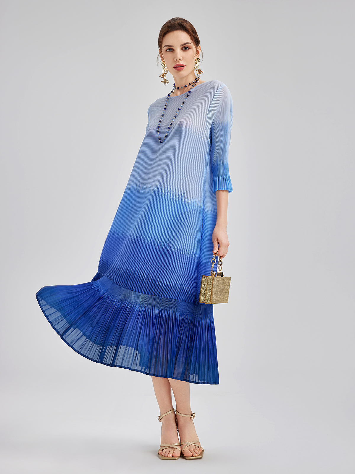 Final Sale | Elegant Ombre Pleated Panel Dress