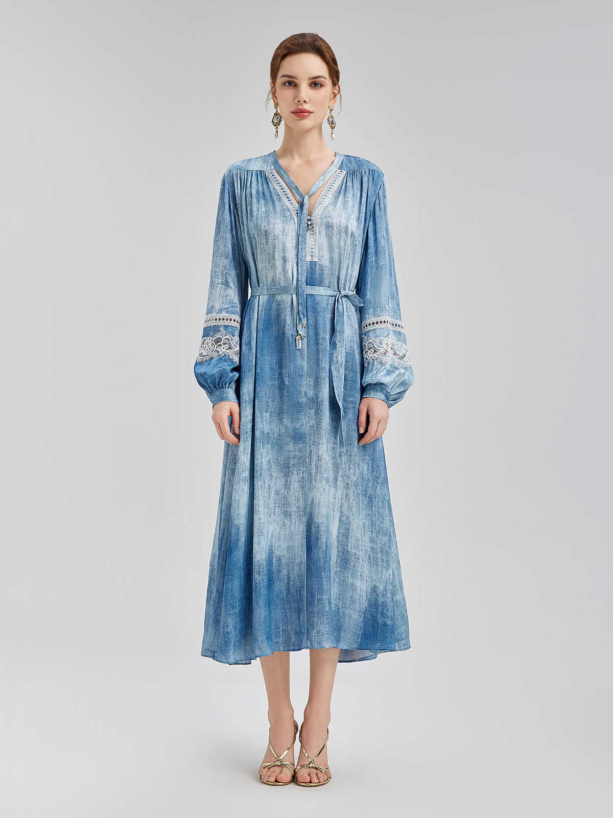 Final Sale | Artistic Gradient Openwork Lace Dress