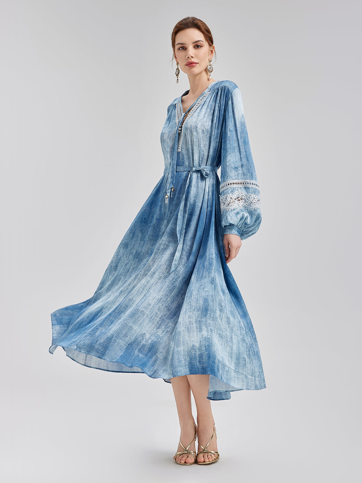 Final Sale | Artistic Gradient Openwork Lace Dress