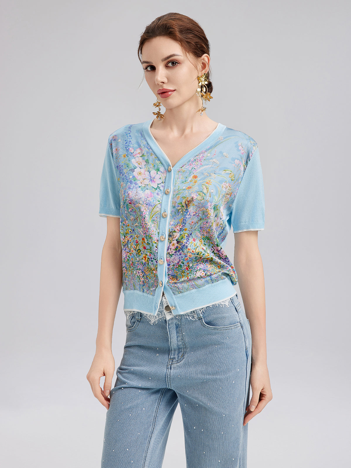 Final Sale | Silk Floral Print Cardigan
