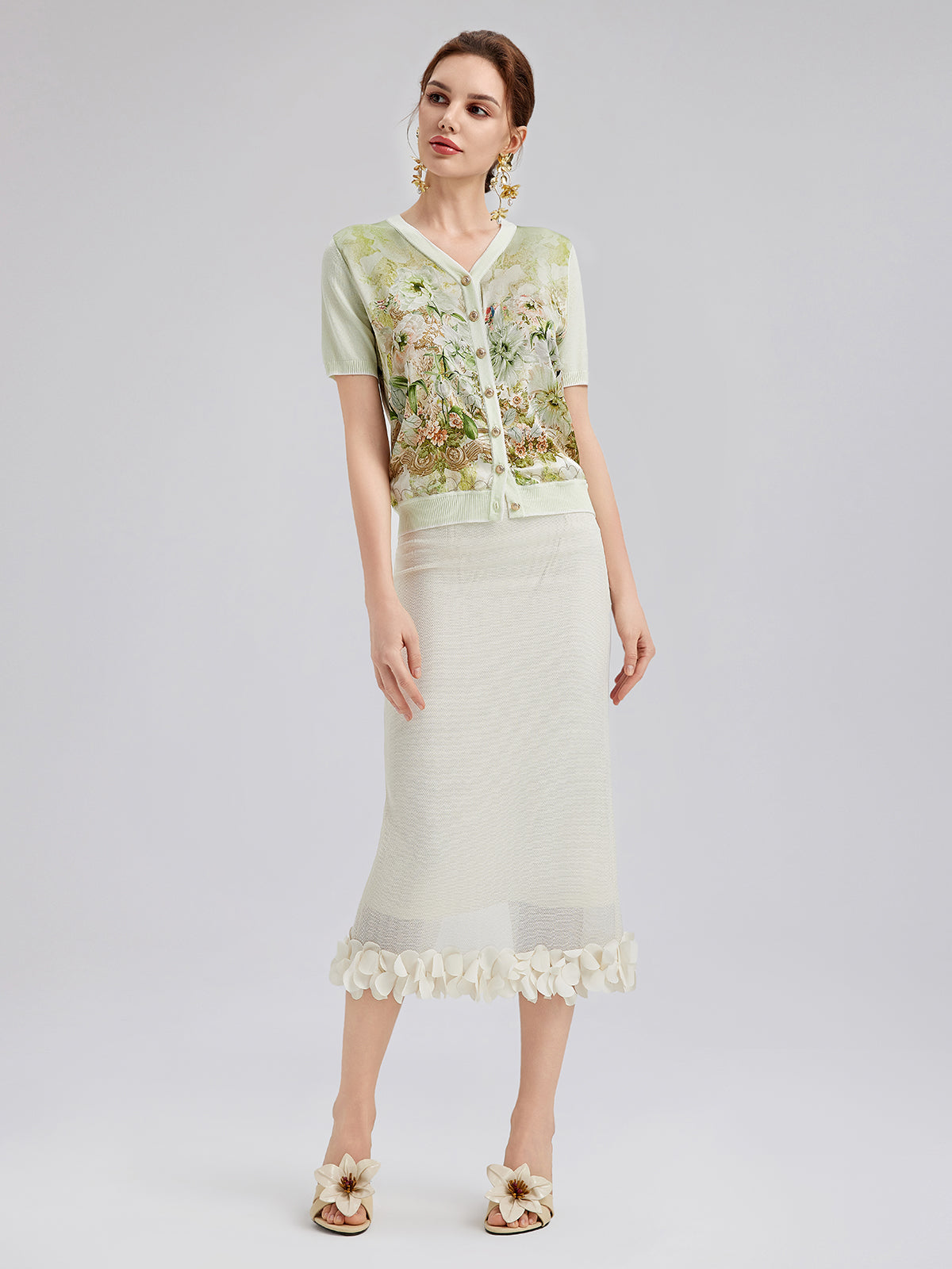 Final Sale | Silk Floral Print Cardigan