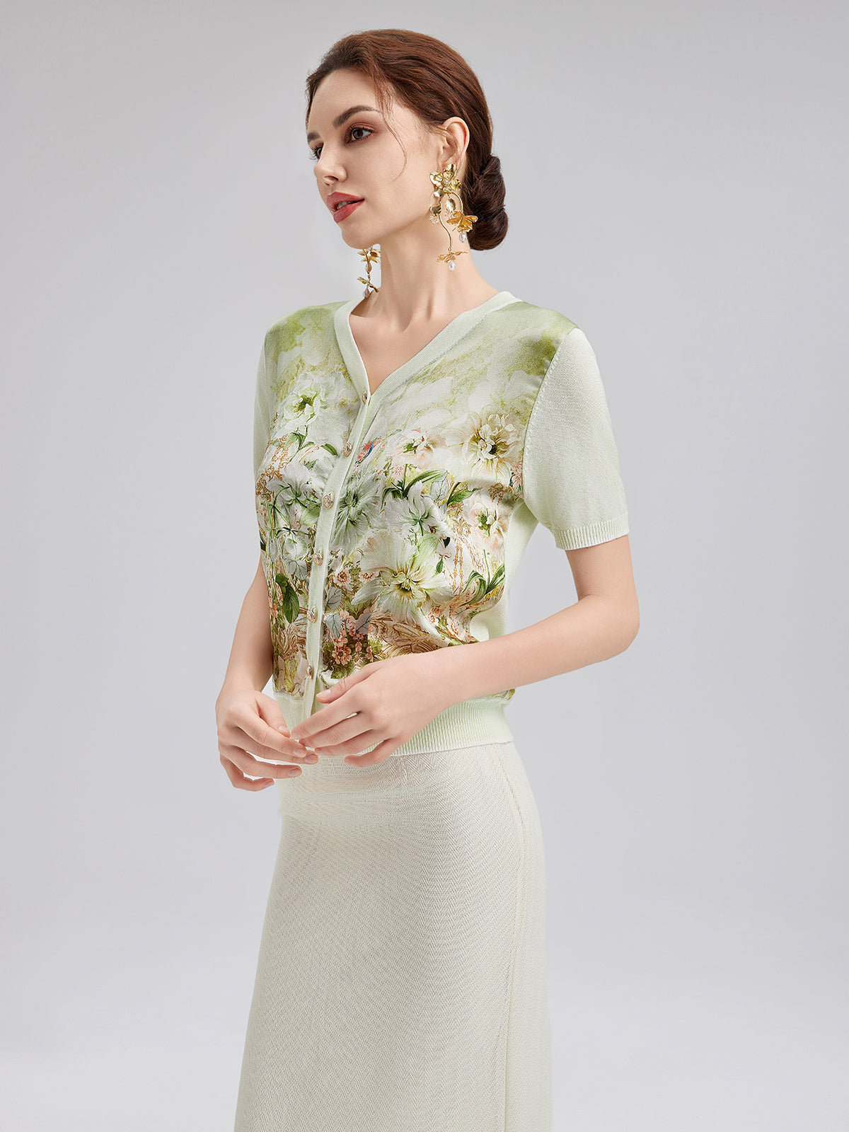 Final Sale | Silk Floral Print Cardigan