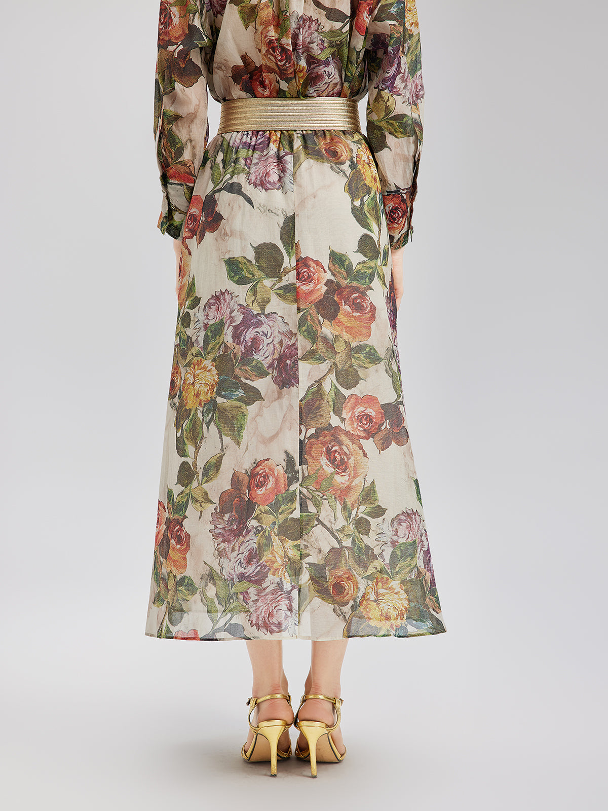 Classical Romantic Print Silk Skirt